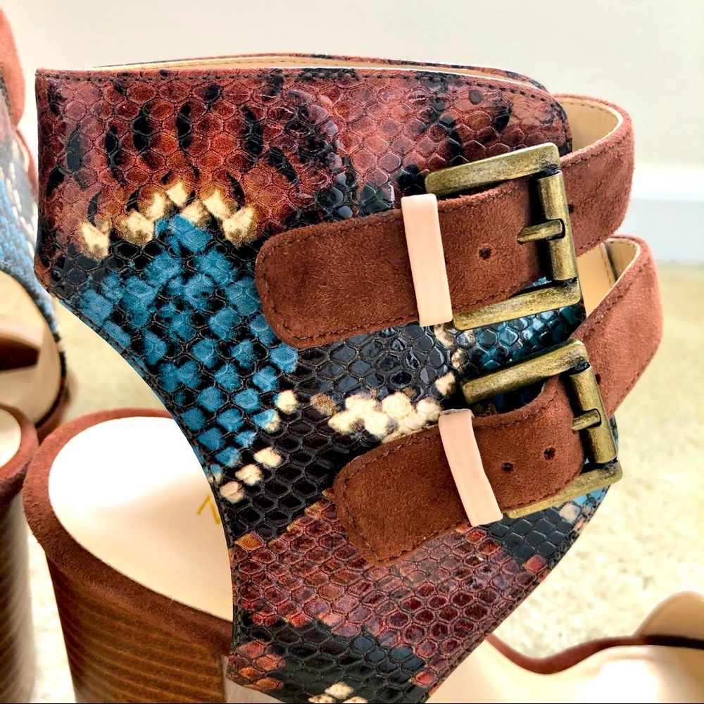 Sz 7.5 Nine West Embossed Python And Suede Leathe… - image 6